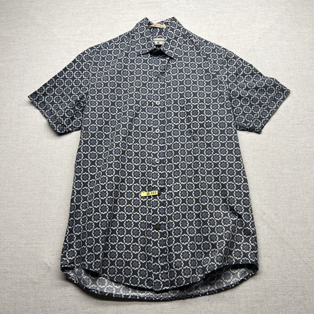 Kennington Button Up The Slim Shirt Short Sleeve Dark Floral Geometric Sz S READ